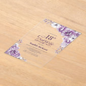 Stijlvolle Roze Bloemen Verrassing 18e Verjaardags Acryl Uitnodigingen (Laagn)