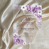 Stijlvolle Roze Bloemen Verrassing 18e Verjaardags Acryl Uitnodigingen