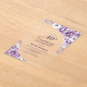 Stijlvolle Roze Bloemen Verrassing 40ste Verjaarda Acryl Uitnodigingen (Laagn)