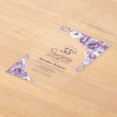 Stijlvolle Roze Bloemen Verrassing 55ste Verjaarda Acryl Uitnodigingen (Laagn)