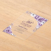 Stijlvolle Roze Bloemen Verrassing 80ste Verjaarda Acryl Uitnodigingen (Laagn)