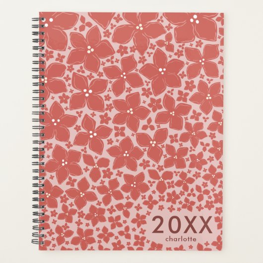 Stijlvolle Roze Bloesems Hydrangea Bloemen Planner (Voorkant)