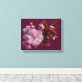 Stijlvolle roze blush kersenbloesem bloesem bloeme canvas afdruk (Insitu (Houten vloer))