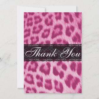 Stijlvolle roze Cheetah Afdrukken Hartelijk dank Notitiekaartje