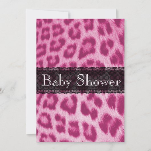 Stijlvolle roze Cheetah Print Baby shower Uitnodig Kaart (Voorkant)