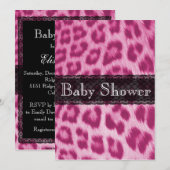 Stijlvolle roze Cheetah Print Baby shower Uitnodig Kaart (Voorkant / Achterkant)