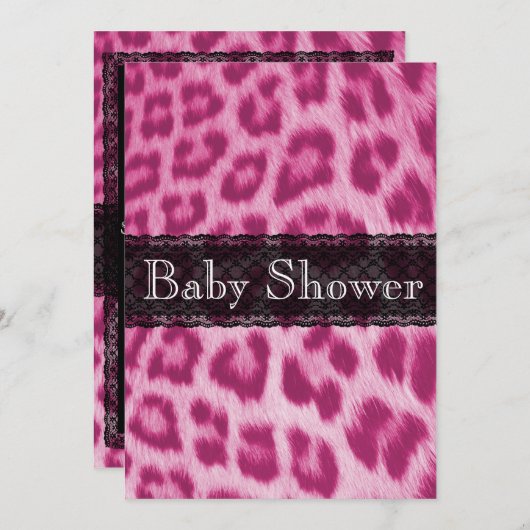 Stijlvolle roze Cheetah Print Baby shower Uitnodig Kaart (Voorkant / Achterkant)