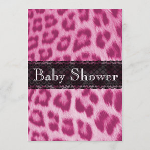 Stijlvolle roze Cheetah Print Baby shower Uitnodig Kaart