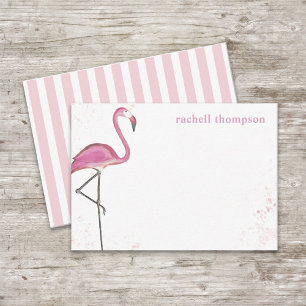 Stijlvolle Roze Chic Flamingo Eenvoudige Aquarel Notitiekaartje