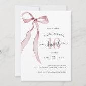 Stijlvolle Roze Coquette Bow Sweet 16 Verjaardag Kaart (Voorkant)