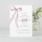 Stijlvolle Roze Coquette Bow Sweet 16 Verjaardag Kaart (Staand voorkant)