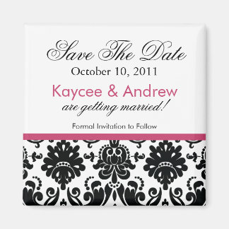 Stijlvolle roze damast bewaar de datummagneet magneet