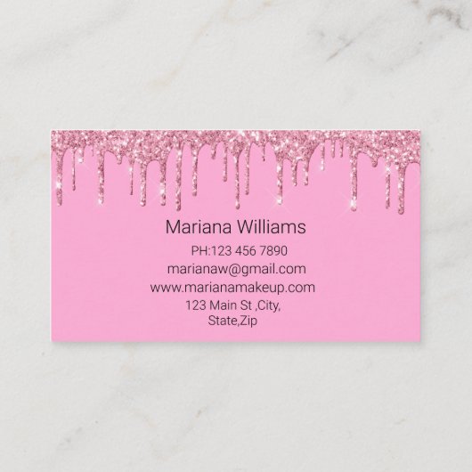 stijlvolle roze druppelaar maakt luxe visitekaartje (Achterkant)