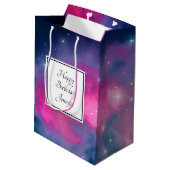 Stijlvolle roze en blauwe melksterren Abstracte ve Medium Cadeauzakje (Achterkant Gekanteld)