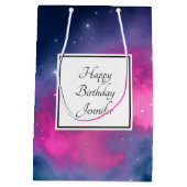 Stijlvolle roze en blauwe melksterren Abstracte ve Medium Cadeauzakje (Achterkant)