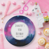 Stijlvolle roze en blauwe melksterren Abstracte ve Papieren Bordje (Feest)