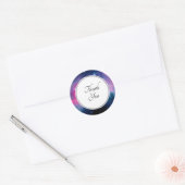 Stijlvolle roze en blauwe sterrenstelsels Dank je Ronde Sticker (Envelop)