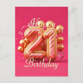 Stijlvolle roze en gouden verjaardagsfeest ter gel briefkaart (Voorkant)