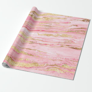 Stijlvolle roze en goudkleurige, Abstracte gekleur Cadeaupapier