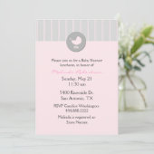 Stijlvolle Roze en Grijze Baby shower Uitnodiging (Staand voorkant)