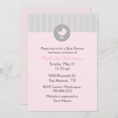 Stijlvolle Roze en Grijze Baby shower Uitnodiging (Voorkant / Achterkant)