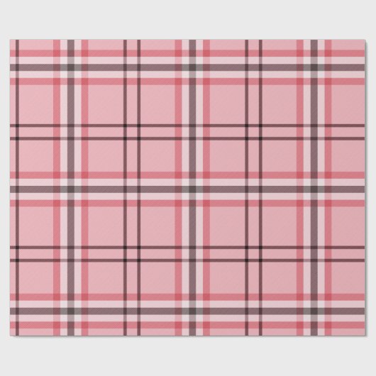 Stijlvolle roze en grijze geruite mode stof feest cadeaupapier (Vlak)