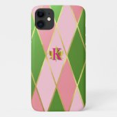 Stijlvolle roze en groene Argyle Driver Case-Mate iPhone Case (Achterkant)