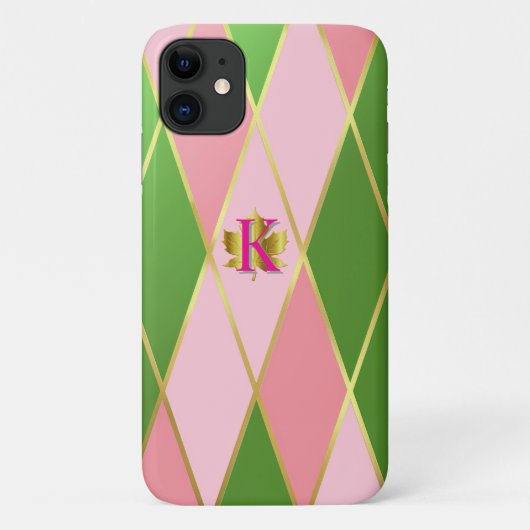 Stijlvolle roze en groene Argyle Driver Case-Mate iPhone Case (Achterkant)