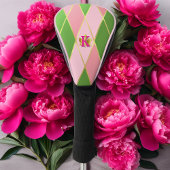 Stijlvolle roze en groene Argyle Driver Golfheadcover