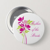 Stijlvolle roze en groene Bouquet Bridal Party But Ronde Button 7,6 Cm (Voorkant /achterkant)