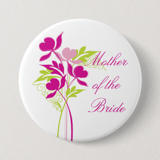 Stijlvolle roze en groene Bouquet Bridal Party But Ronde Button 7,6 Cm