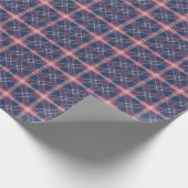 Stijlvolle Roze en Navy Plaid Tartan Kerstmis Cadeaupapier (Hoek)