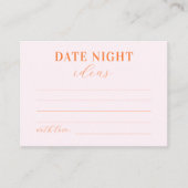 Stijlvolle roze en oranje typografie Date Night Id Informatiekaartje (Voorkant)