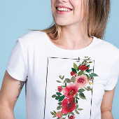 Stijlvolle  roze en rode bloemetjes t-shirt