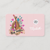 Stijlvolle Roze en Turquoise Nail Hustler Branding Visitekaartje (Voorkant)
