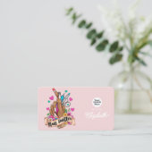 Stijlvolle Roze en Turquoise Nail Hustler Branding Visitekaartje (Staand voorkant)