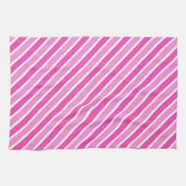 Stijlvolle roze en witte kerststrepen theedoek