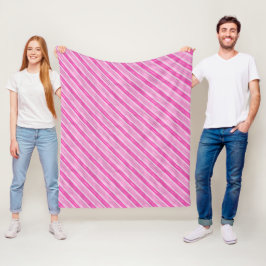 Stijlvolle roze en zilveren folie kerststrepen fleece deken