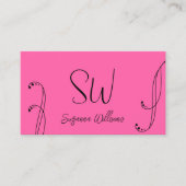 Stijlvolle roze en zwarte afbeelding met monogram visitekaartje (Voorkant)