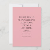 Stijlvolle roze en zwarte brede strepen kaart (Achterkant)