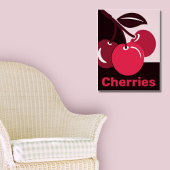 Stijlvolle roze en zwarte Cherry Triplet & Caption Poster