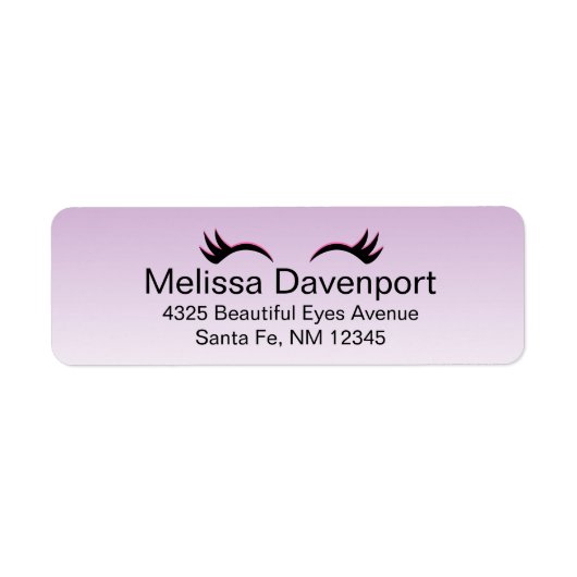 Stijlvolle roze en zwarte Eyelashes op Paarse grad Etiket (Voorkant)