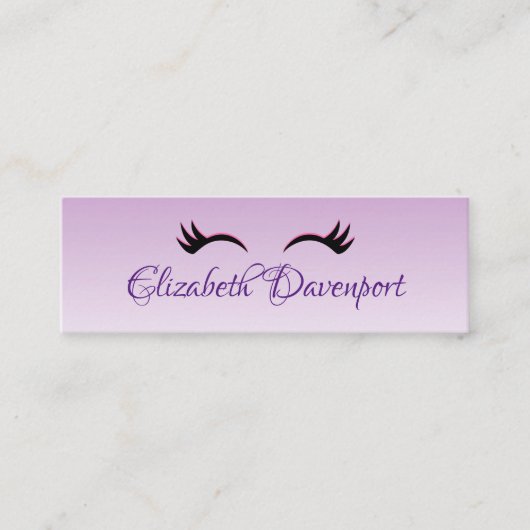 Stijlvolle roze en zwarte Eyelashes op Paarse grad Mini Visitekaartje (Voorkant)