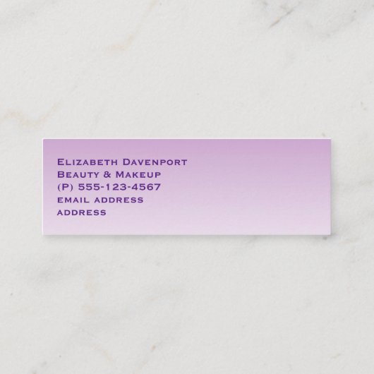 Stijlvolle roze en zwarte Eyelashes op Paarse grad Mini Visitekaartje (Achterkant)