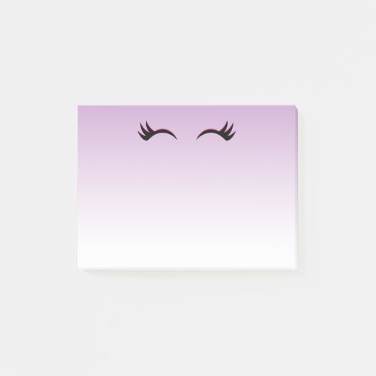 Stijlvolle roze en zwarte Eyelashes op Paarse grad Post-it® Notes (Voorkant)