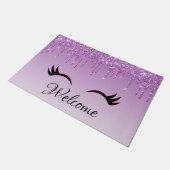 Stijlvolle roze en zwarte Eyelashes voor het uitdr Deurmat (Schuin)