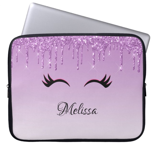 Stijlvolle roze en zwarte Eyelashes voor het uitdr Laptop Sleeve (Voorkant)