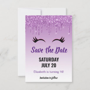 Stijlvolle roze en zwarte Eyelashes voor het uitdr Save The Date