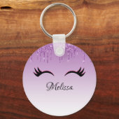 Stijlvolle roze en zwarte Eyelashes voor het uitdr Sleutelhanger (Voorkant)