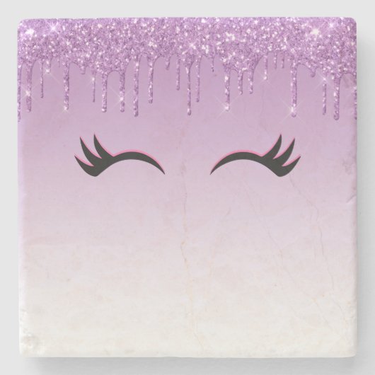 Stijlvolle roze en zwarte Eyelashes voor het uitdr Stenen Onderzetter (Voorkant)